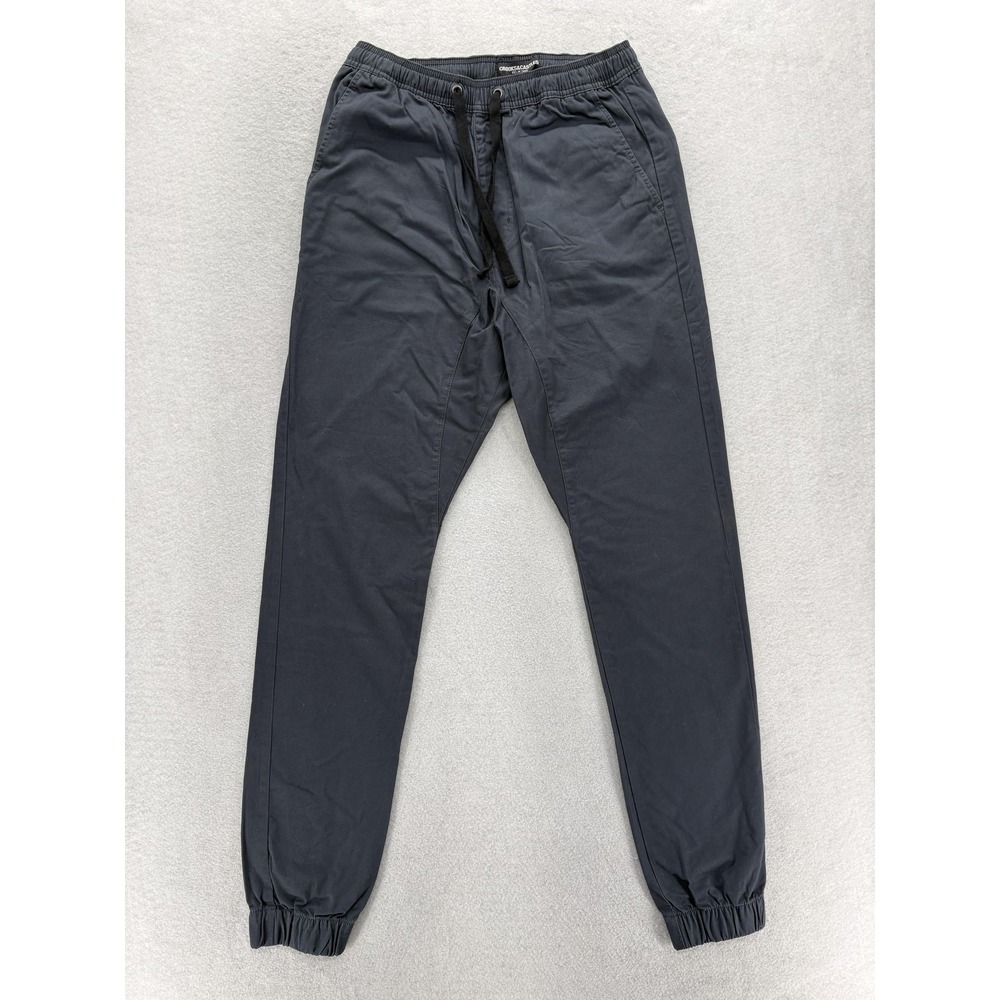 Crooks & Castles Twill Jogger Pants Mens 30x32 Blue Stretch Elastic Cuff Hip Hop